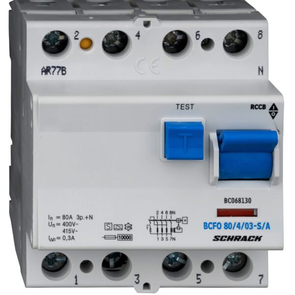 BC068130-- FI-Schalter, 80A, 4-polig, 300mA, Bauart S, Typ A (Puls)<br><u>Verkaufseinheit: 1Stk</u>
