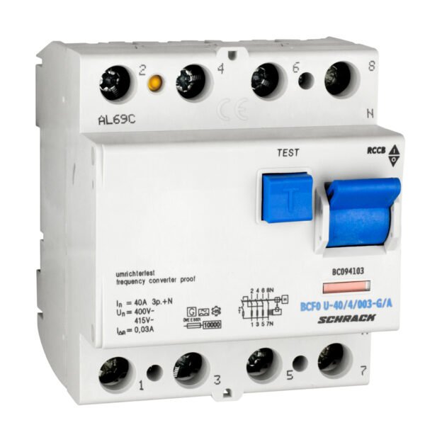 BC094103-- FI-Schalter, FU fest, 40A, 4-polig, 30mA, Bauart G, Typ A<br><u>Verkaufseinheit: 1Stk</u>