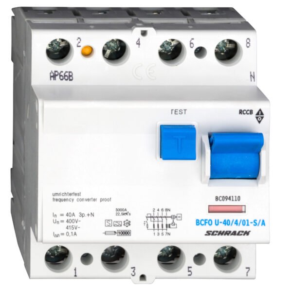 BC094110-- FI-Schalter, FU fest, 40A, 4-polig, 100mA, Bauart S, Typ A<br><u>Verkaufseinheit: 1Stk</u>