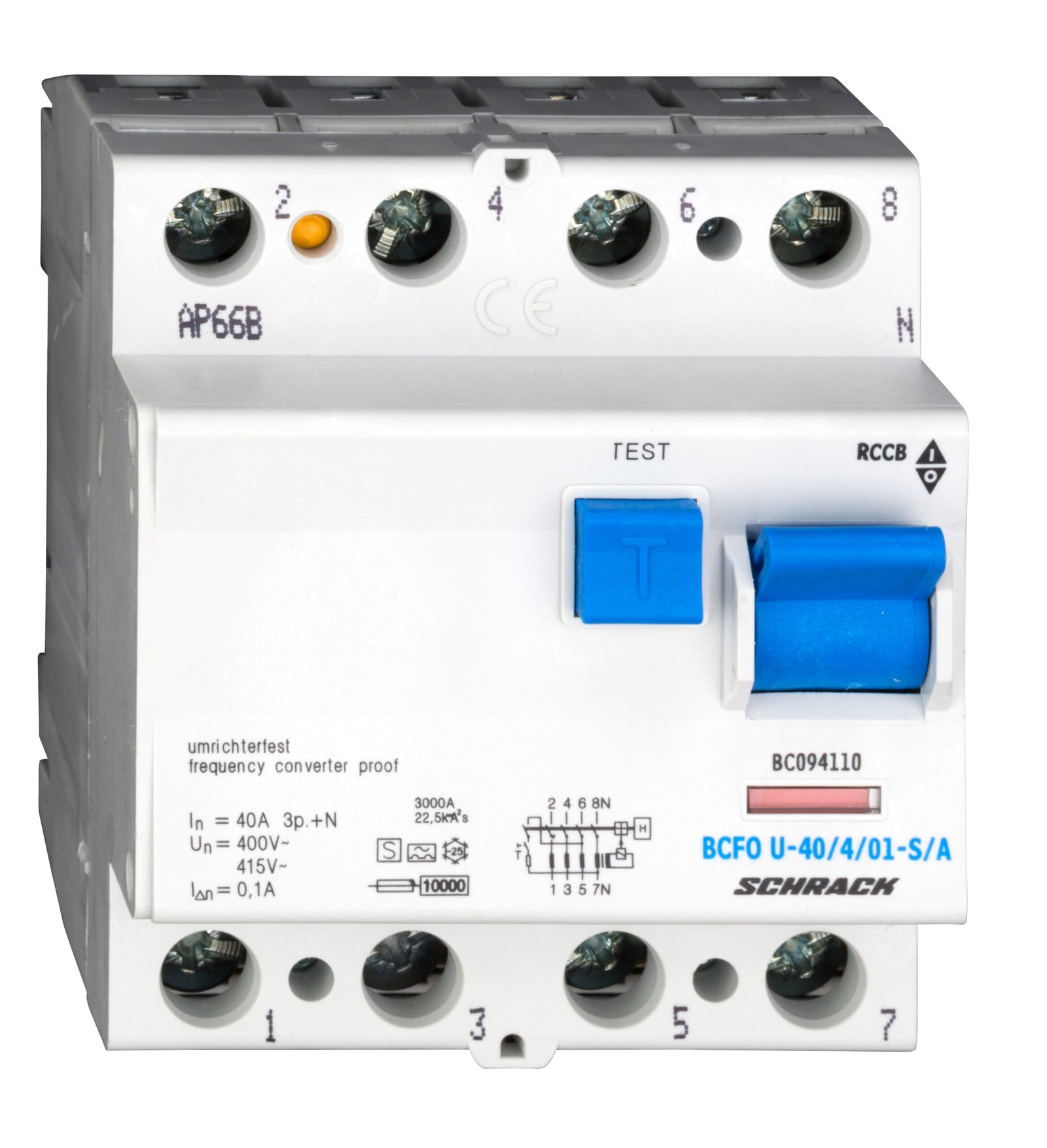 f_bc094110- BC094110-- FI-Schalter, FU fest, 40A, 4-polig, 100mA, Bauart S, Typ A<br><u>Verkaufseinheit: 1Stk</u> – Bild 1