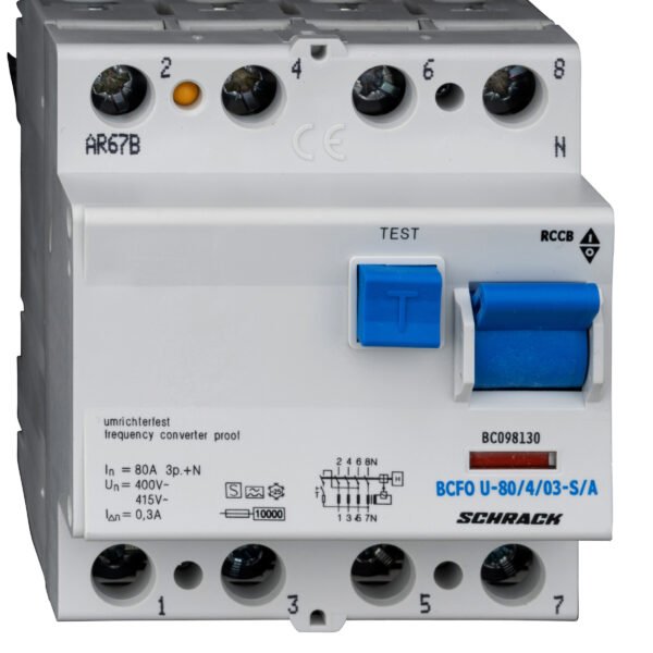 BC098130-- FI-Schalter, FU fest, 80A, 4-polig, 300mA, Bauart S, Typ A<br><u>Verkaufseinheit: 1Stk</u>