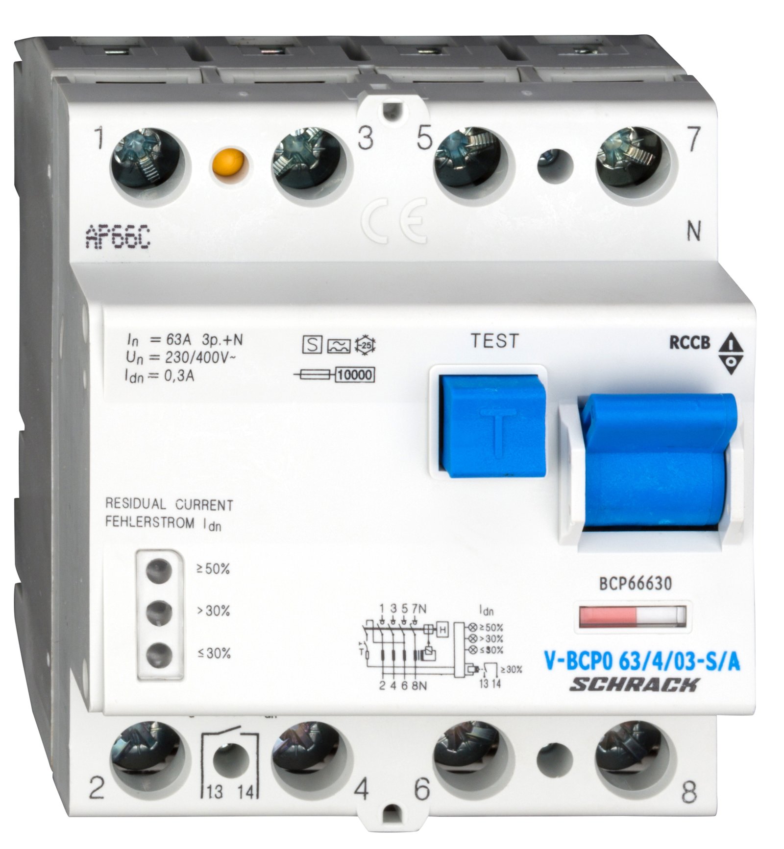 f_bcp66630- BCP66630-- PRIORI FI-Schalter 63A, 4-polig 300mA, vsf, Bauart S, Typ A<br><u>Verkaufseinheit: 1Stk</u> – Bild 1