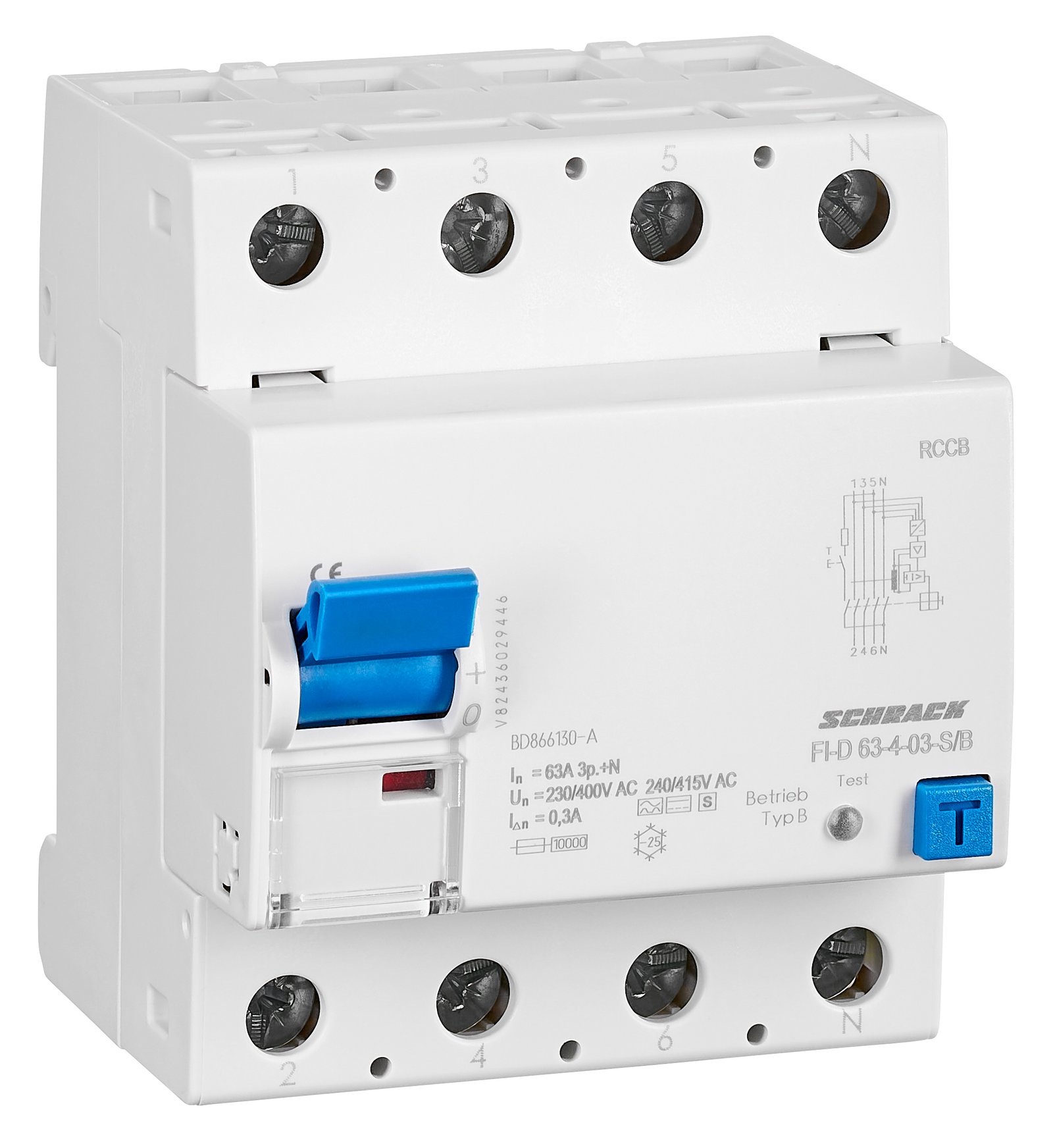 f_bd866130-a BD866130-A Selektiver FI-Schalter 63A, 4-polig, 300mA, Typ B (fq), S<br><u>Verkaufseinheit: 1Stk</u> – Bild 1