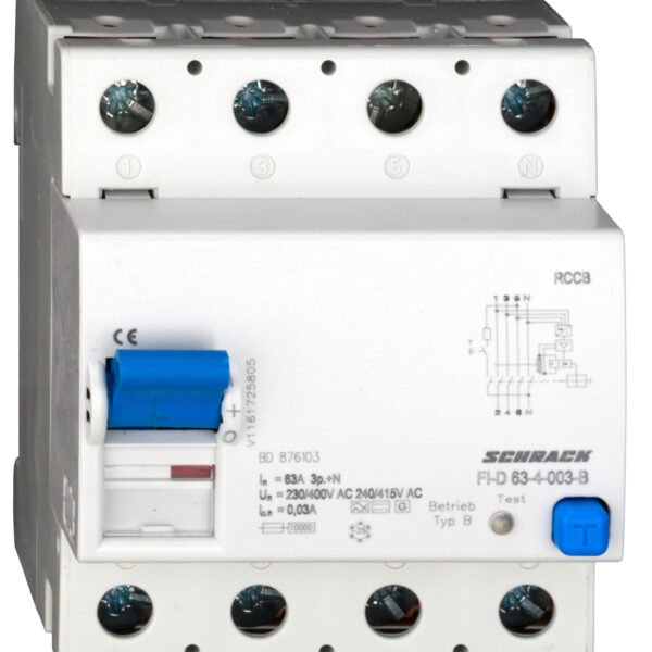 BD876103-- Allstromsensitiver FI-Schalter 63A,4-polig,30mA,Typ B (fq),G<br><u>Verkaufseinheit: 1Stk</u>