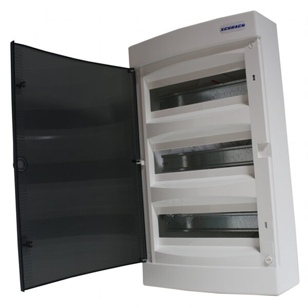 BK080103-- AP-Wohnungsverteiler 3-reihig, 36TE, IP40, transparente Tür<br><u>Verkaufseinheit: 1Stk</u>