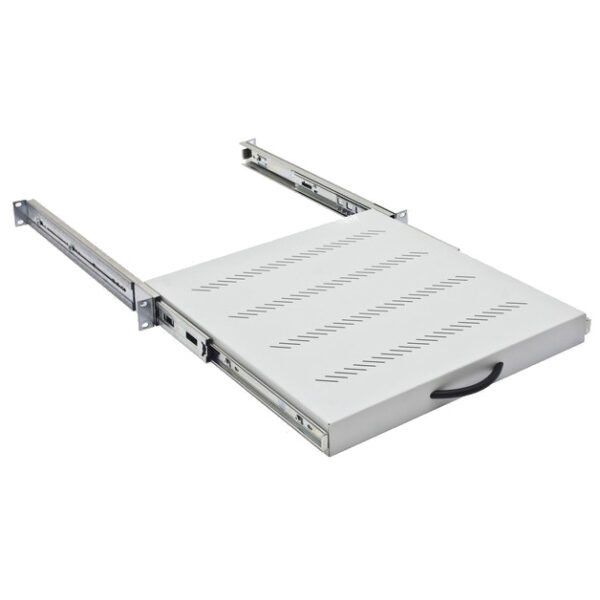 DFA14845-- 19" Fachboden mit Vollauszug, 30kg Last, T=450mm,1HE,RAL7035<br><u>Verkaufseinheit: 1Stk</u>