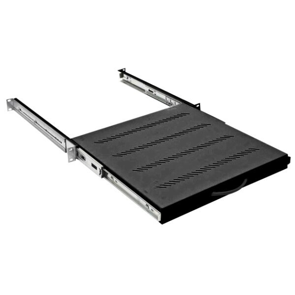 DFA14845-B 19" Fachboden mit Vollauszug, 30kg Last, T=450mm,1HE,RAL9005<br><u>Verkaufseinheit: 1Stk</u>