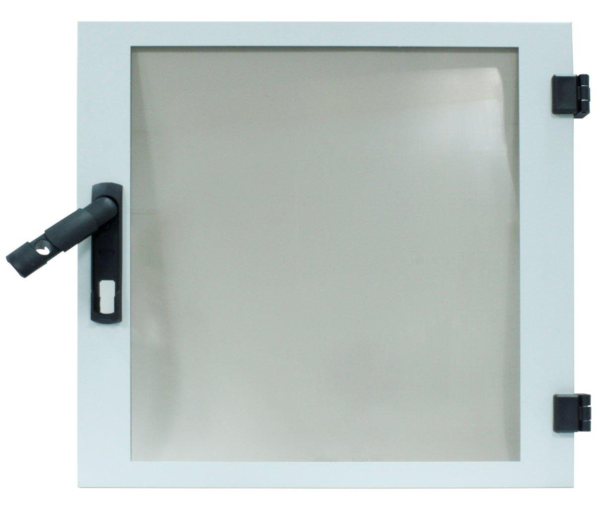 f_dwrt1267- DWRT1267-- Glas-Tür für DW-Schrank 12HE, B600, RAL7035, Halbzylinder<br><u>Verkaufseinheit: 1Stk</u> – Bild 1