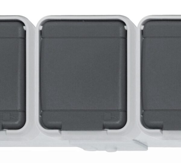 EL445809-- AP IP44 3-fach Steckdose waagrecht, Steckklemme, basaltgrau<br><u>Verkaufseinheit: 1Stk</u>