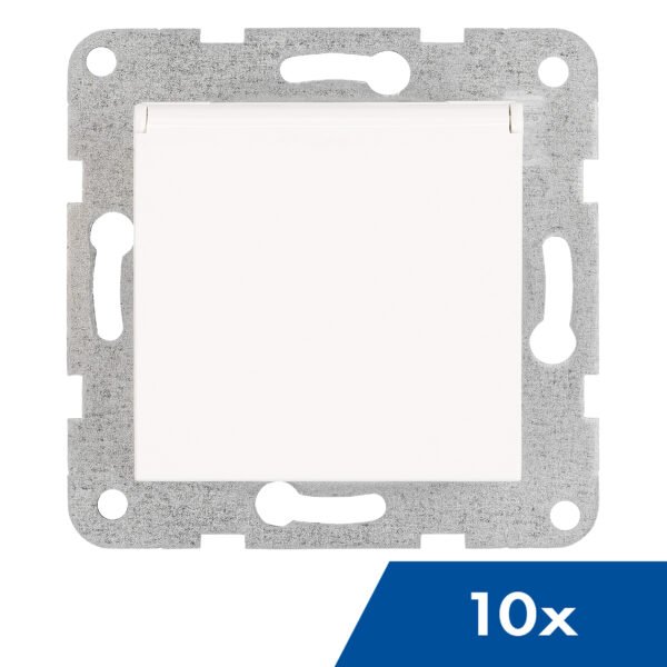 EV101205-- Steckdose, Klappdeckel, Steckklemmen, 10 Stück, weiß<br><u>Verkaufseinheit: 10Stk</u>