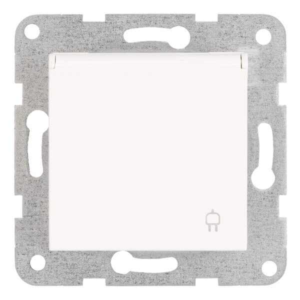 EV101206-- Steckdose, Klappdeckel, Schraubklemmen, weiß<br><u>Verkaufseinheit: 1Stk</u>