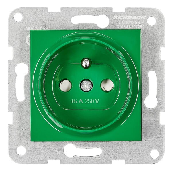 EV101259-- Steckdose m Erdungsstift, erh Berührungsschutz, Steckkl,grün<br><u>Verkaufseinheit: 1Stk</u>