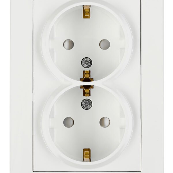 EV101313-- Doppelsteckdose, Schraubklemmen, weiß<br><u>Verkaufseinheit: 1Stk</u>