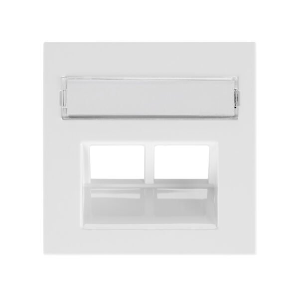 EV104012-- Abdeckung für RJ45 UAE Dose mit Schriftfeld, 2-fach, weiß<br><u>Verkaufseinheit: 1Stk</u>