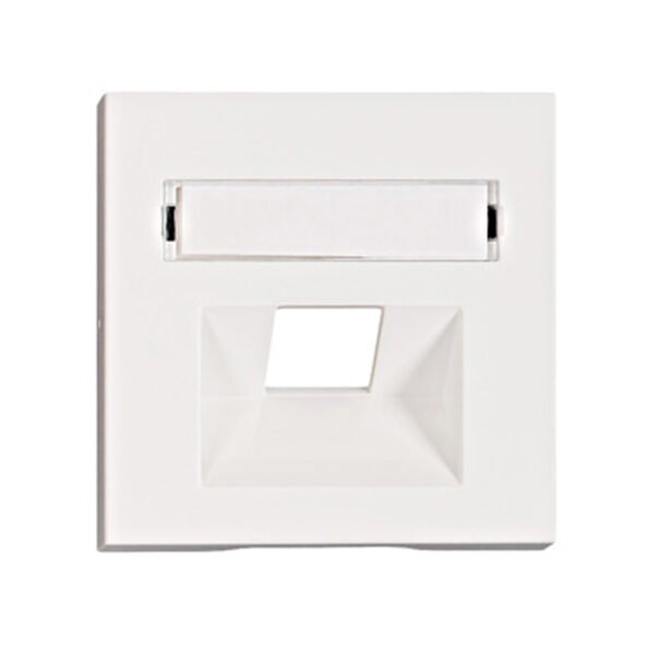EV104314-- Abdeckung für RJ45 UAE Dose mit Schriftfeld, 1-fach, weiß<br><u>Verkaufseinheit: 1Stk</u>
