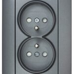 EV111061-- Doppelsteckdose mit Erdungsstift, anthrazit, Schraubklemmen<br><u>Verkaufseinheit: 1Stk</u>