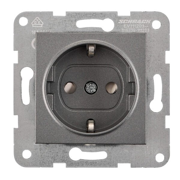 EV111204-- Steckdose mit erhöhtem Berührungsschutz, Schraubkl, anthraz<br><u>Verkaufseinheit: 1Stk</u>