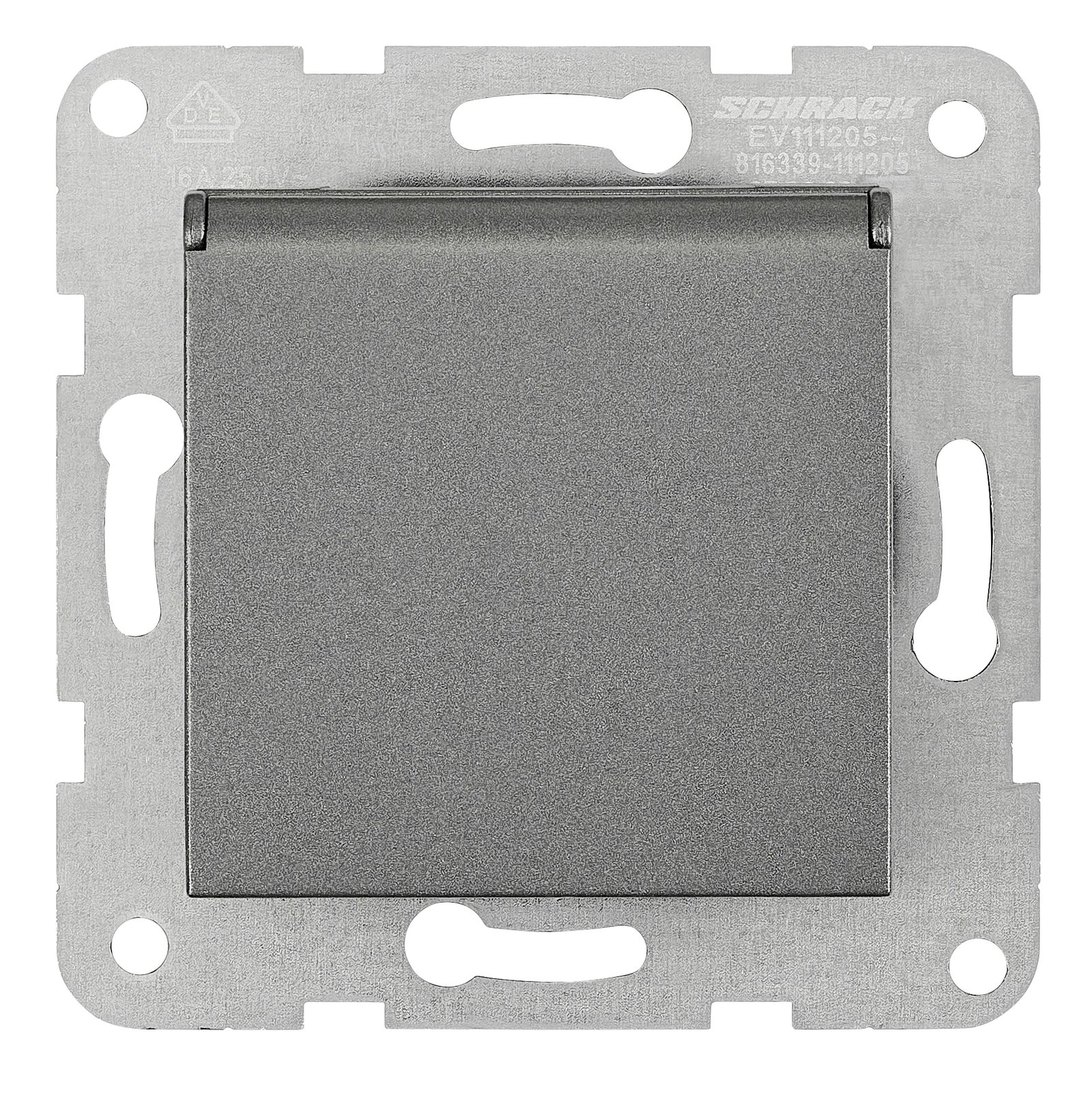 f_ev111205- EV111205-- Steckdose, Klappdeckel, Steckklemmen, anthrazit<br><u>Verkaufseinheit: 1Stk</u> – Bild 1