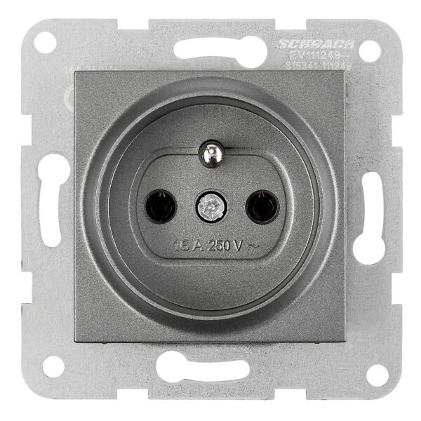 EV111249-- Steckdose mit Erdungsstift, Steckklemmen, anthrazit<br><u>Verkaufseinheit: 1Stk</u>
