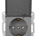 EV111306-- Steckdose, Klappdeckel, Schraubklemmen, anthrazit<br><u>Verkaufseinheit: 1Stk</u>