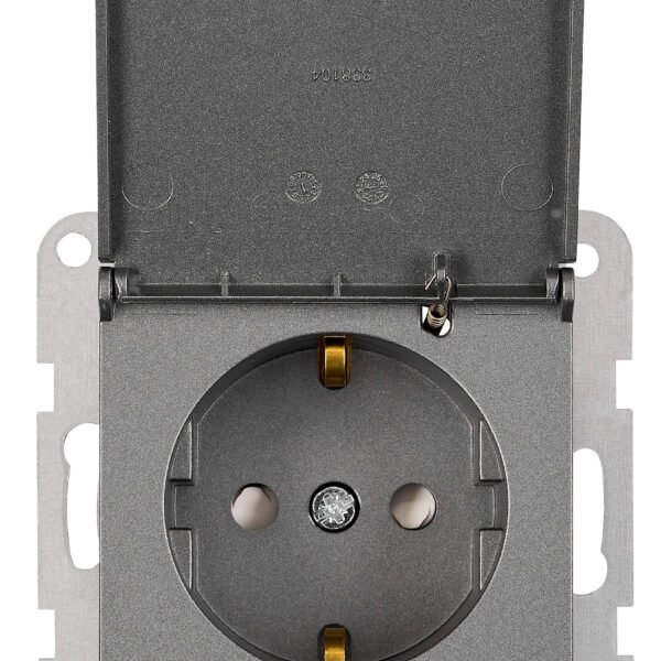 EV111306-- Steckdose, Klappdeckel, Schraubklemmen, anthrazit<br><u>Verkaufseinheit: 1Stk</u>