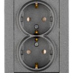 EV111313-- Doppelsteckdose, Schraubklemmen, anthrazit<br><u>Verkaufseinheit: 1Stk</u>