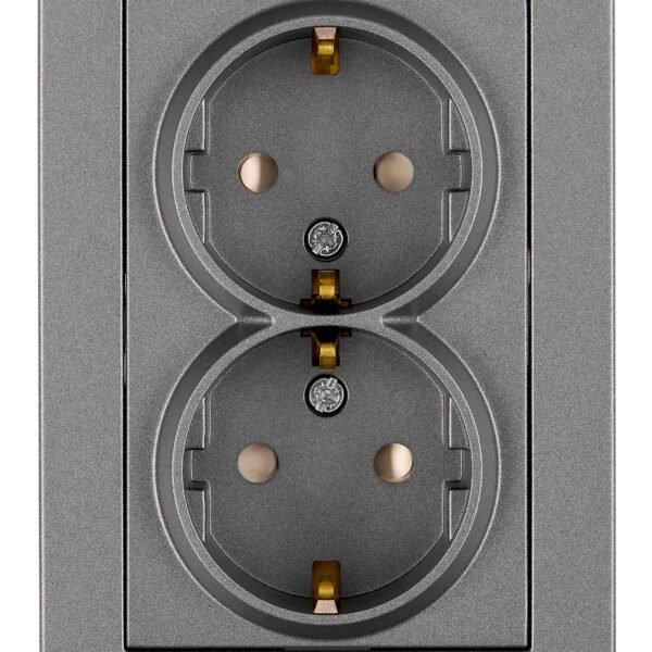 EV111313-- Doppelsteckdose, Schraubklemmen, anthrazit<br><u>Verkaufseinheit: 1Stk</u>