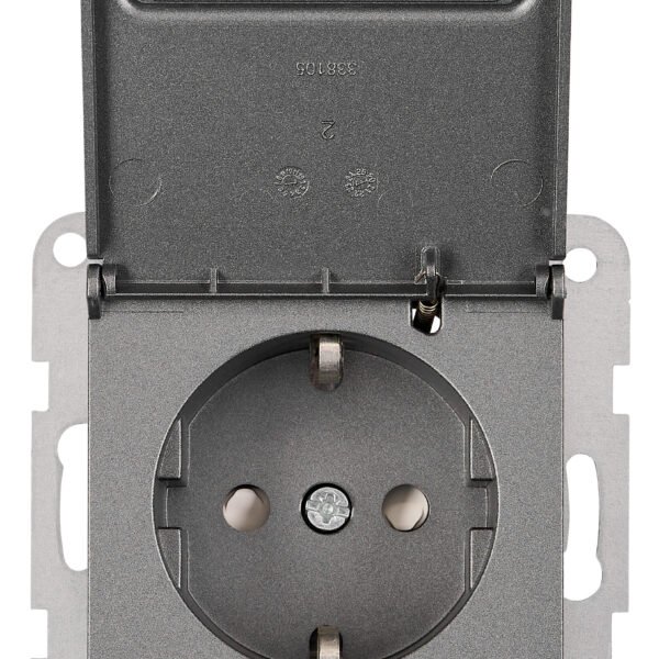 EV111320-- Steckdose, Klappdeckel, Beschriftungsschild, Steckkl, anthra<br><u>Verkaufseinheit: 1Stk</u>