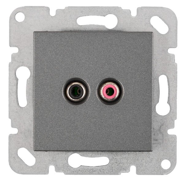 EV114008-- Cinch Audiosteckdose, Schraubkontakte, anthrazit<br><u>Verkaufseinheit: 1Stk</u>