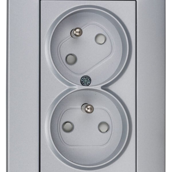 EV121062-- Doppelsteckdose mit Erdungsstifte, 45° gedreht, Steckklemmen<br><u>Verkaufseinheit: 1Stk</u>