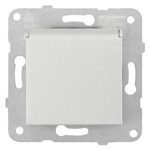 EV121206-- Steckdose, Klappdeckel, Schraubklemmen, Silber<br><u>Verkaufseinheit: 1Stk</u>