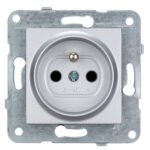 EV121250-- Steckdose mit Erdungsstift, Schraubklemmen, Silber<br><u>Verkaufseinheit: 1Stk</u>