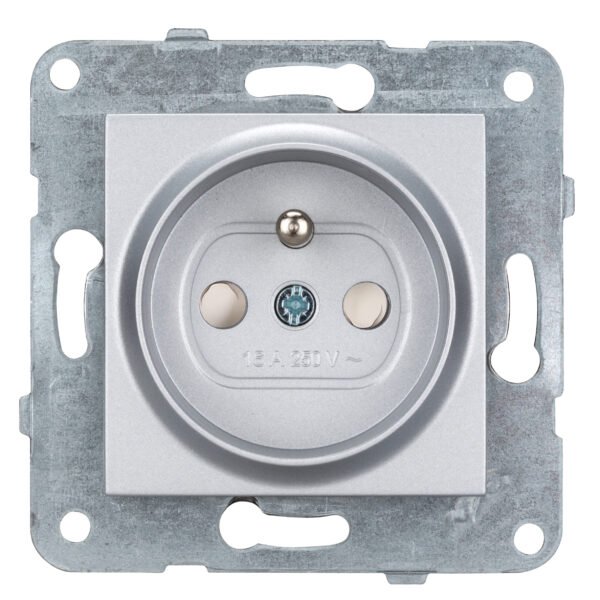 EV121252-- Steckdose mit Erdungsstift u erhöhtem Berührungsschutz, Silb<br><u>Verkaufseinheit: 1Stk</u>