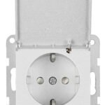 EV121305-- Steckdose, Klappdeckel, Steckklemmen, Silber<br><u>Verkaufseinheit: 1Stk</u>