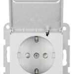 EV121320-- Steckdose, Klappdeckel, Beschriftungsschild, Steckkl, Silber<br><u>Verkaufseinheit: 1Stk</u>