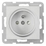 EV121352-- Steckdose mit Erdungsstift u. erhöhtem Berührungsschutz,Silb<br><u>Verkaufseinheit: 1Stk</u>