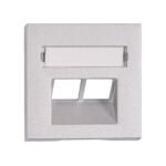 EV124312-- Abdeckung für RJ45 UAE Dose mit Schriftfeld, 2-fach, Silber<br><u>Verkaufseinheit: 1Stk</u>