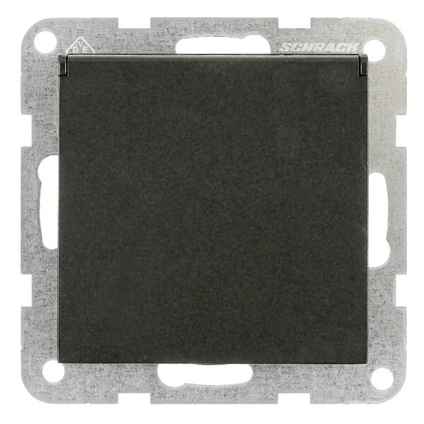 EV131305-- Steckdose, Klappdeckel, Steckklemmen, schwarz<br><u>Verkaufseinheit: 1Stk</u>