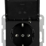 EV131320-- Steckdose, Klappdeckel, Beschriftungsschild, Steckkl,schwarz<br><u>Verkaufseinheit: 1Stk</u>
