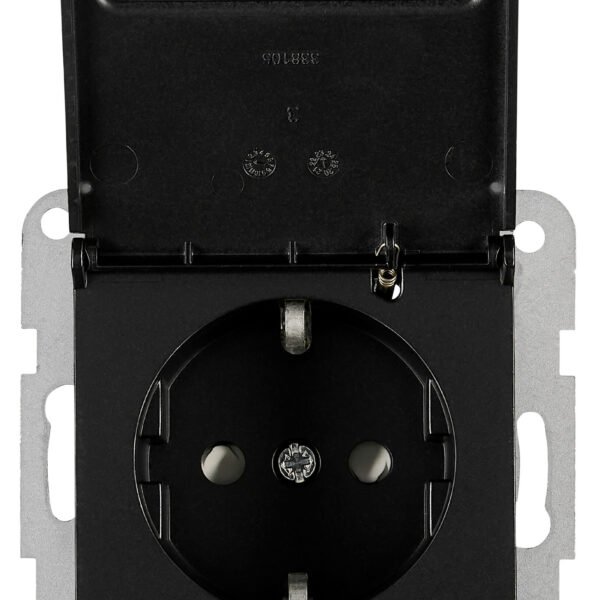 EV131320-- Steckdose, Klappdeckel, Beschriftungsschild, Steckkl,schwarz<br><u>Verkaufseinheit: 1Stk</u>