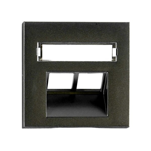 EV134312-- Abdeckung für RJ45 UAE Dose mit Schriftfeld, 2-fach, schwarz<br><u>Verkaufseinheit: 1Stk</u>