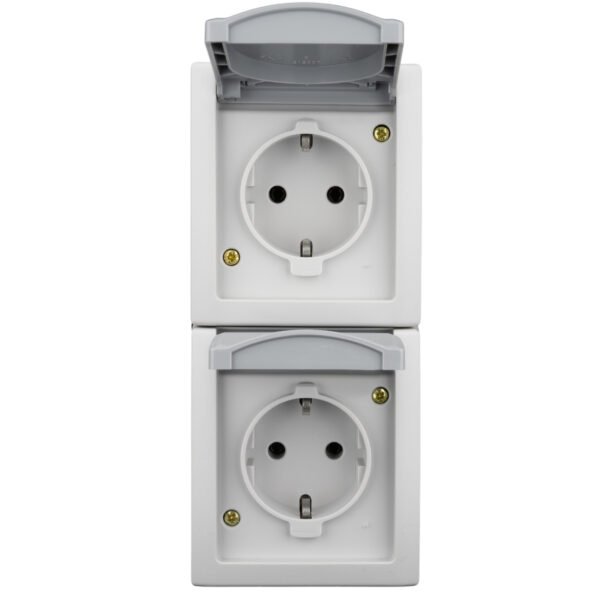 EV211013-- Doppelsteckdose, Steckklemme, senkrecht, vorverdrahtet, IP54<br><u>Verkaufseinheit: 1Stk</u>