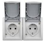 EV211014-- Doppelsteckdose, Steckklemme, waagrecht, vorverdrahtet, IP54<br><u>Verkaufseinheit: 1Stk</u>