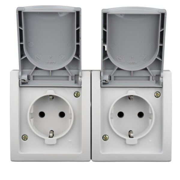 EV211014-- Doppelsteckdose, Steckklemme, waagrecht, vorverdrahtet, IP54<br><u>Verkaufseinheit: 1Stk</u>