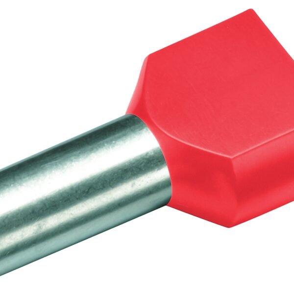 GIC182468- Aderendhülse isoliert, Duo 2x1mm², L1=10mm, rot<br><u>Verkaufseinheit: 100Stk</u>