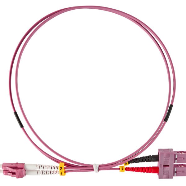 HLP24LC01F LWL Patchkabel Duplex LC/UPC - SC/UPC, 50/125µm OM4,  1,0m<br><u>Verkaufseinheit: 1Stk</u>