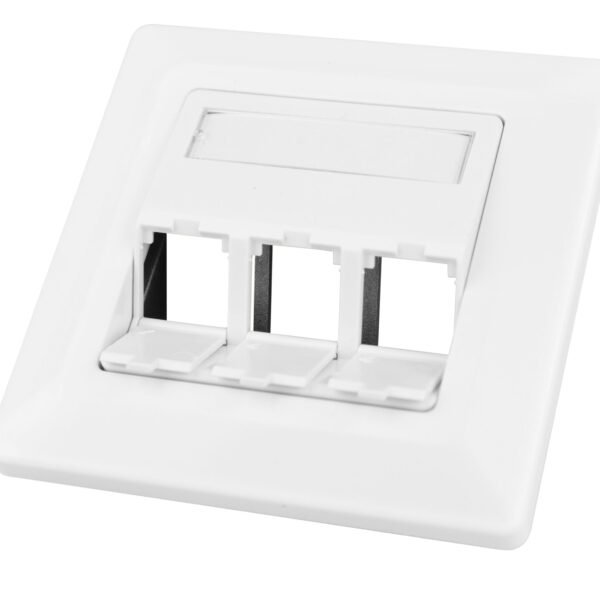 HSED03UW2S Datendose 80x80mm leer 3 Module (SFA)(SFB), schräg, RAL9010<br><u>Verkaufseinheit: 1Stk</u>