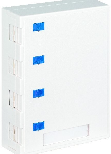 HSED04AW3S Aufputz-Gehäuse leer für 4 RJ45 Module (SFA) (SFB), RAL9010<br><u>Verkaufseinheit: 1Stk</u>