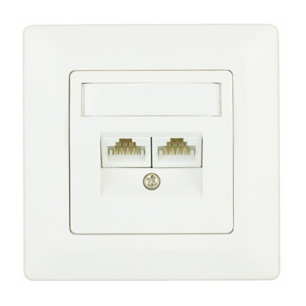 HSEDU2UW5F Datendose 2xRJ45 ungeschirmt Cat.5e, 80x80mm, RAL9010<br><u>Verkaufseinheit: 1Stk</u>