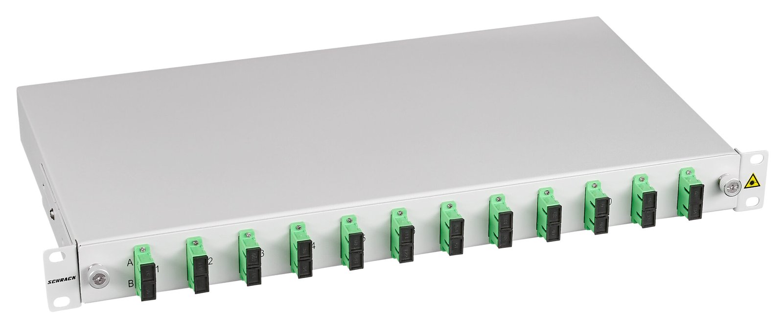 f_hsels049dp HSELS049DP LWL Spleißbox, 4Fasern, SC/APC 9/125µm OS2, 19",1HE,Klasse C<br><u>Verkaufseinheit: 1Stk</u> – Bild 1